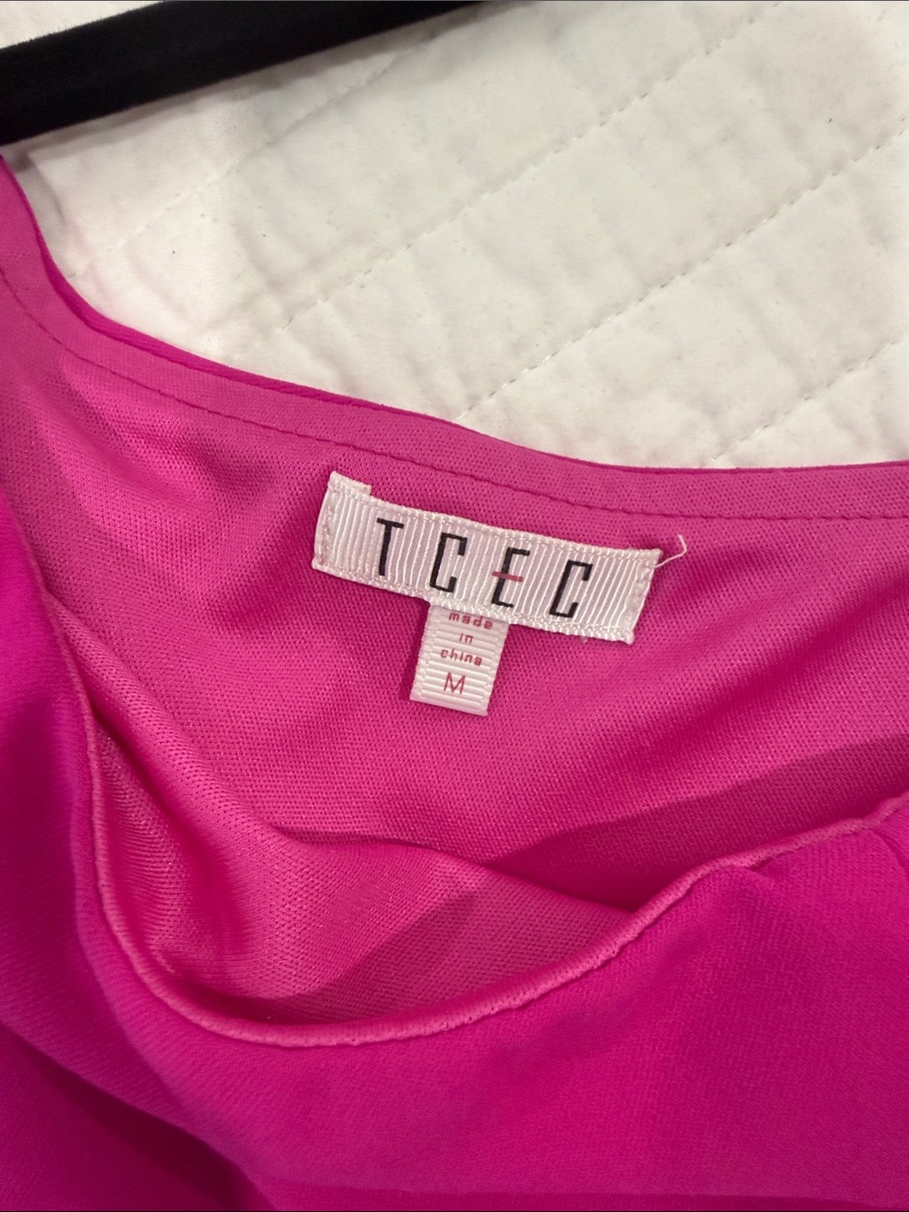 TCEC One-Shoulder Fuchsia Ruffle Hem Dress - Picture 2 of 3